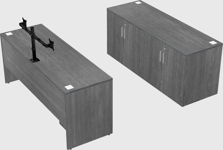 Parallel desk with credenza