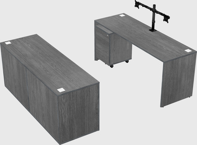 Parallel desk with credenza