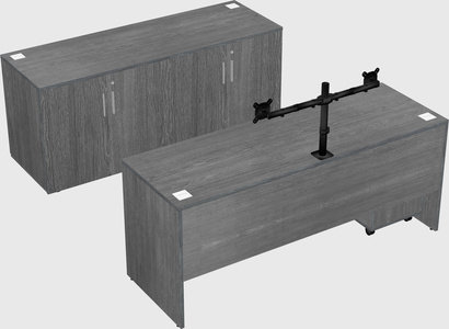 Parallel desk with credenza