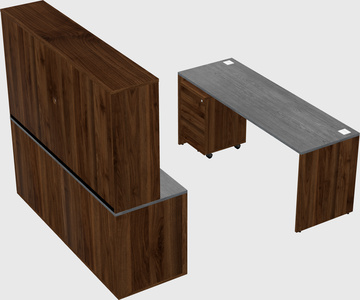 Parallel desk with credenza
