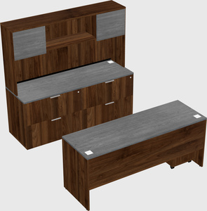 Parallel desk with credenza