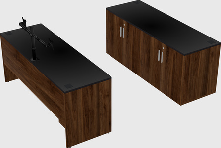Parallel desk with credenza