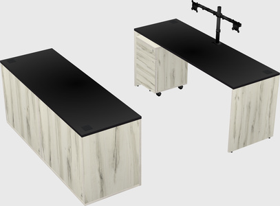 Bureau parallèle avec crédence