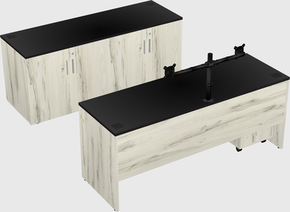 Bureau parallèle avec crédence