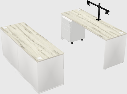 Bureau parallèle avec crédence