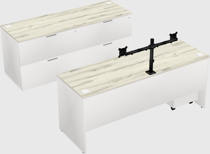 Bureau parallèle avec crédence