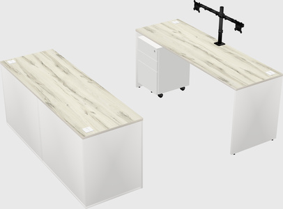 Parallel desk with credenza