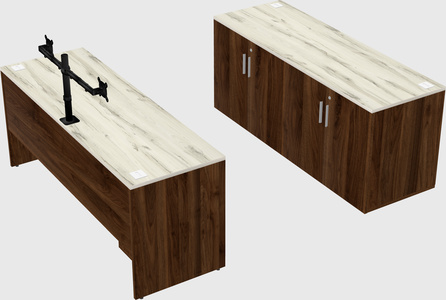 Parallel desk with credenza