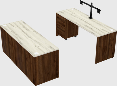 Parallel desk with credenza