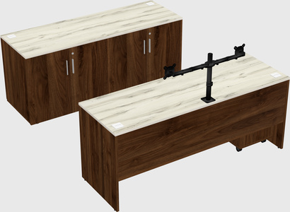 Parallel desk with credenza