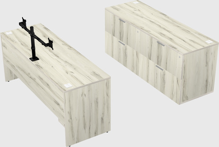 Parallel desk with credenza