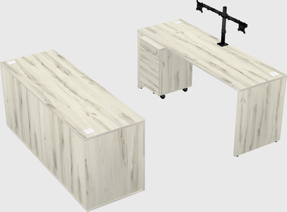 Parallel desk with credenza