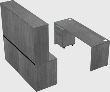 Parallel desk with credenza