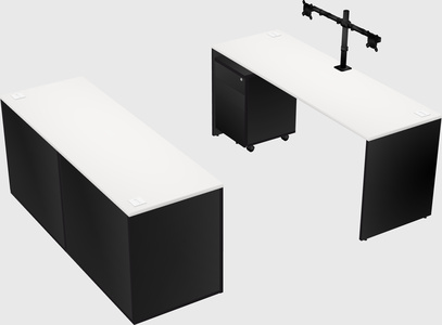 Parallel desk with credenza