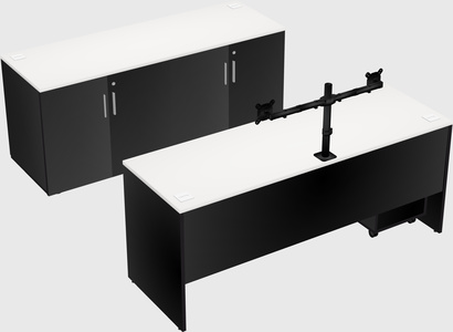 Parallel desk with credenza