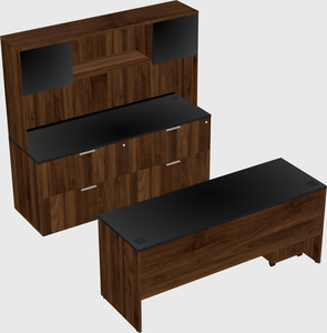 Bureau parallèle avec crédence