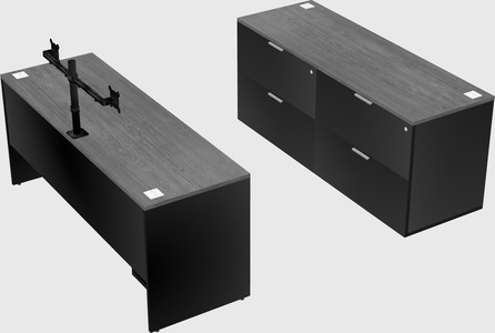 Parallel desk with credenza