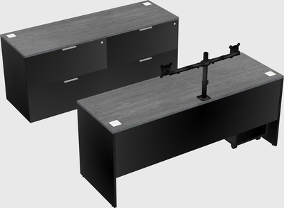 Bureau parallèle avec crédence