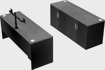 Parallel desk with credenza