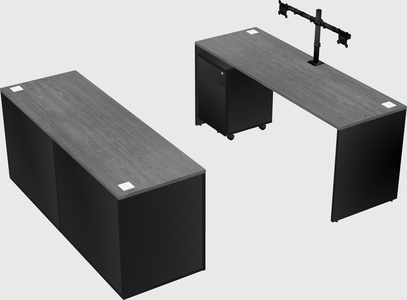 Parallel desk with credenza