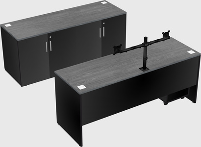 Parallel desk with credenza