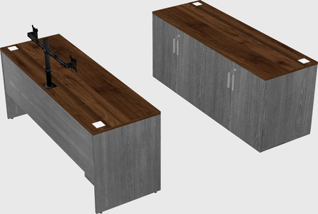 Parallel desk with credenza