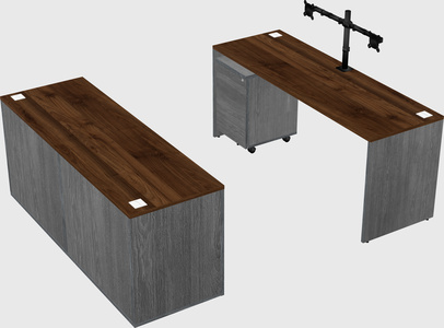Parallel desk with credenza