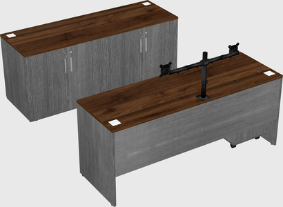 Parallel desk with credenza