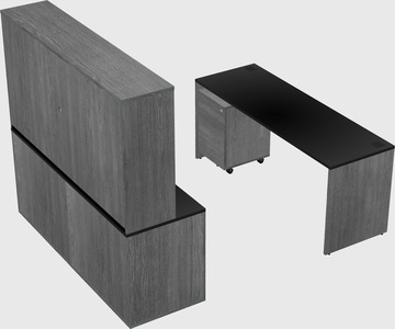 Parallel desk with credenza