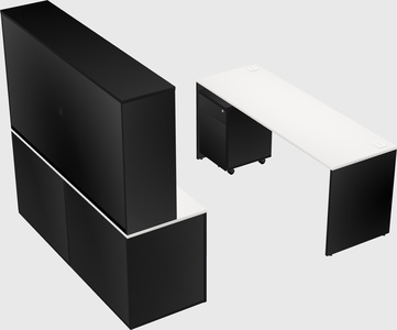 Parallel desk with credenza