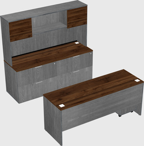 Parallel desk with credenza