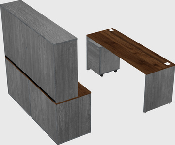 Bureau parallèle avec crédence