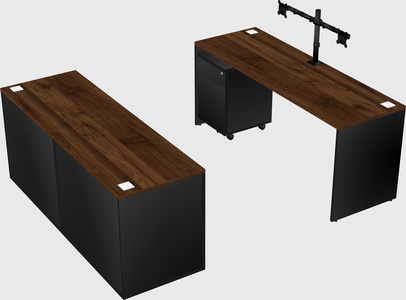 Bureau parallèle avec crédence