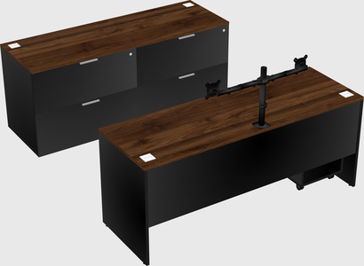 Parallel desk with credenza