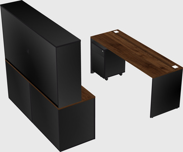 Parallel desk with credenza