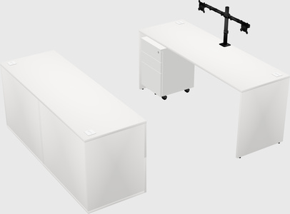 Bureau parallèle avec crédence