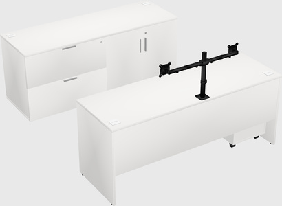 Bureau parallèle avec crédence