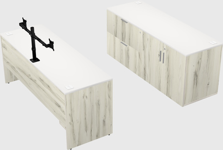 Parallel desk with credenza