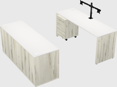 Parallel desk with credenza