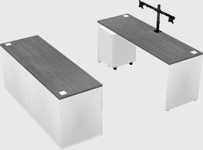 Parallel desk with credenza