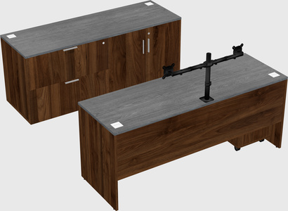 Bureau parallèle avec crédence