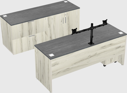 Bureau parallèle avec crédence