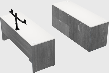 Parallel desk with credenza