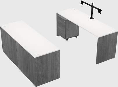 Parallel desk with credenza