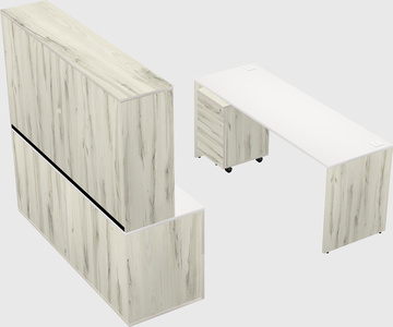 Parallel desk with credenza