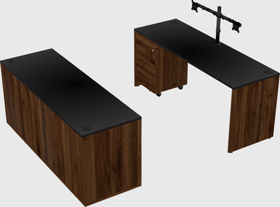 Parallel desk with credenza