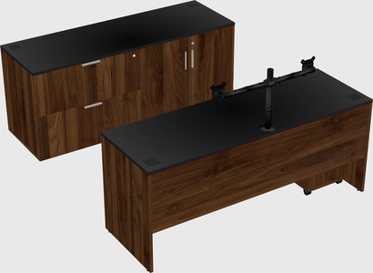 Bureau parallèle avec crédence