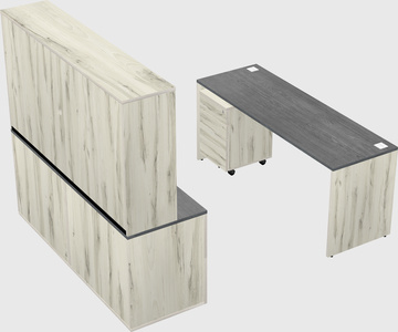 Parallel desk with credenza