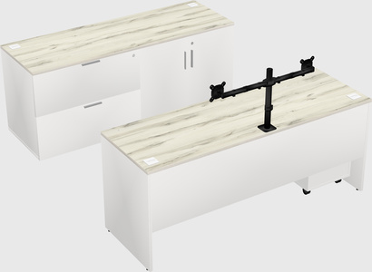 Parallel desk with credenza
