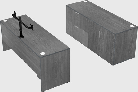 Parallel desk with credenza